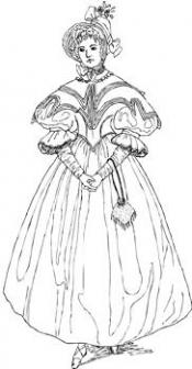 Click to enlarge image Silk Taffeta Dress with Cape and Bonnet - Pattern 91