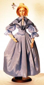 Click to enlarge image Silk Taffeta Dress with Cape and Bonnet - Pattern 91